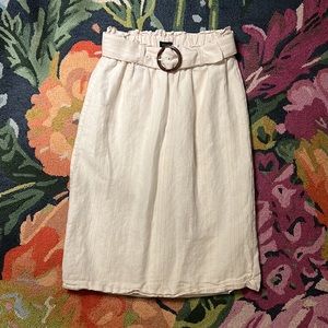 ANN TAYLOR BELTED LINEN COTTON PAPER BAG SKIRT